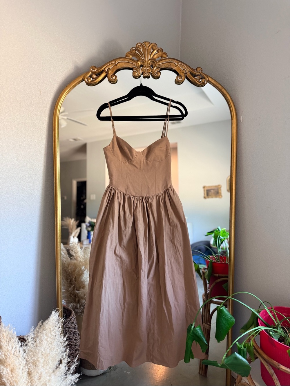 Zara tan midi dress NWT Xs